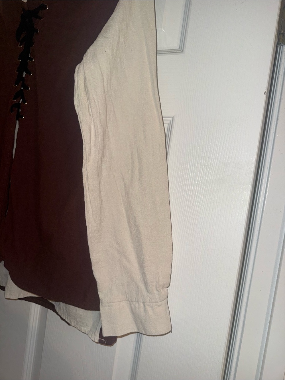 Cream Tavern Shirt with Brown Vest Overlay| (pit to pit): 20” - Picture 4 of 6